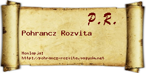 Pohrancz Rozvita névjegykártya